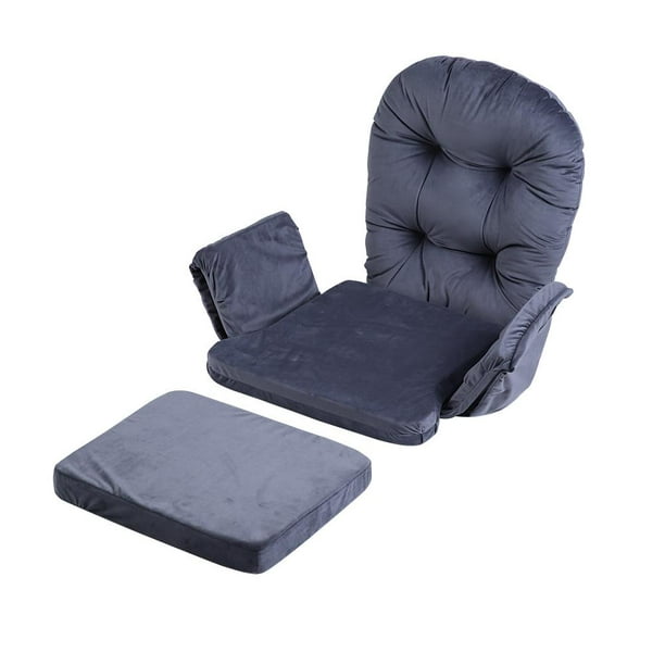Soft Velvet Cotton Deck Rocking Chair Cushion & Stool Seat Pad Set Warm Cover UK